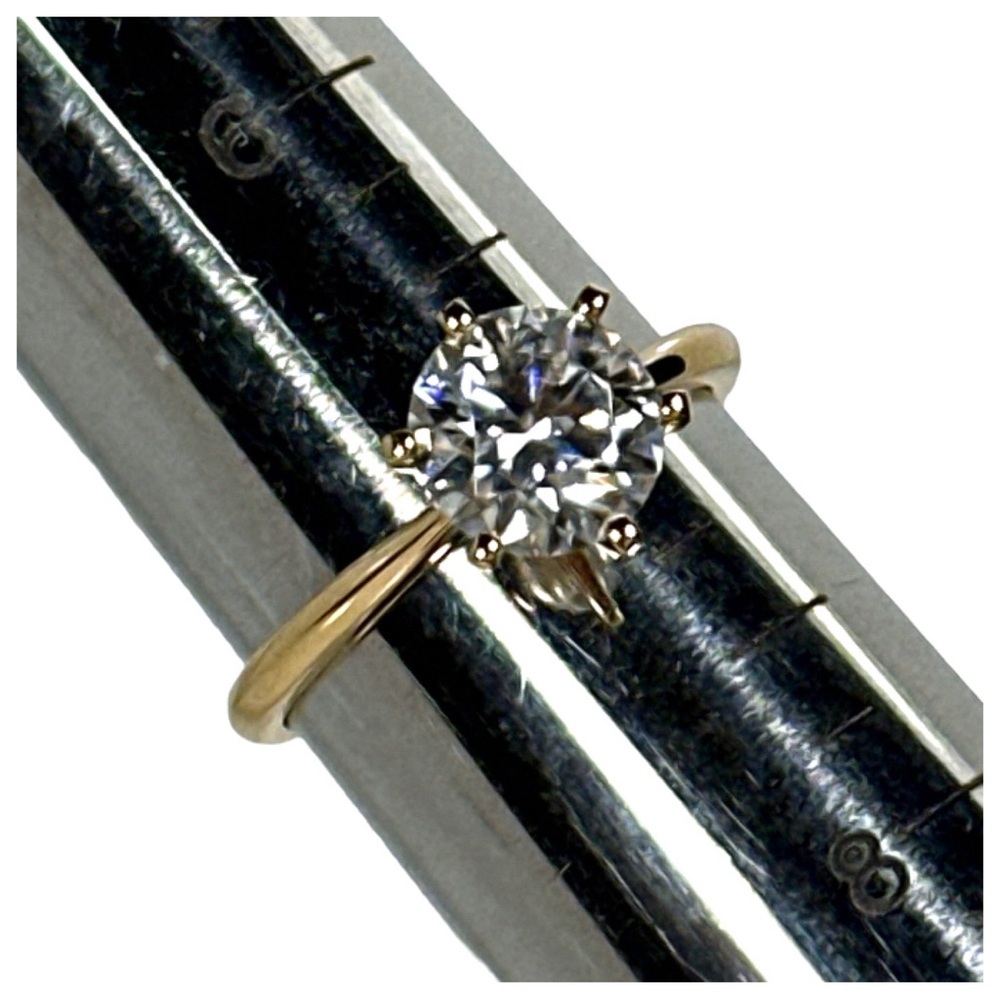14KT 2 CARAT GENUINE MOISSANITE SOLID YELLOW GOLD SOLITAIRE RING NWOT - Picture 11 of 13